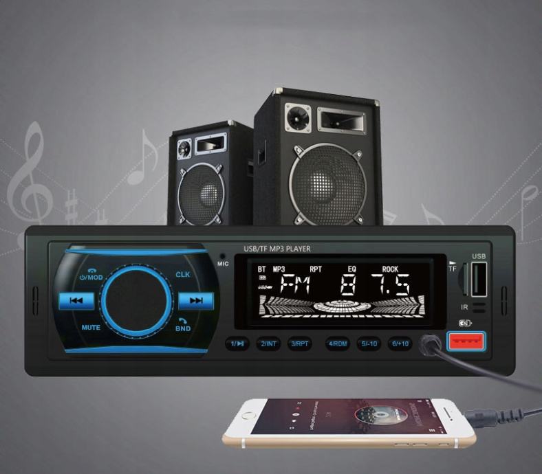 1DIN Avtoradio 4x50W MP3 2x USB 3 0 Bluetooth 12V