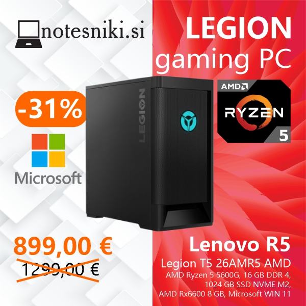 Gaming računalnik Lenovo Legion T5 26AMR5 AMD Ryzen 5