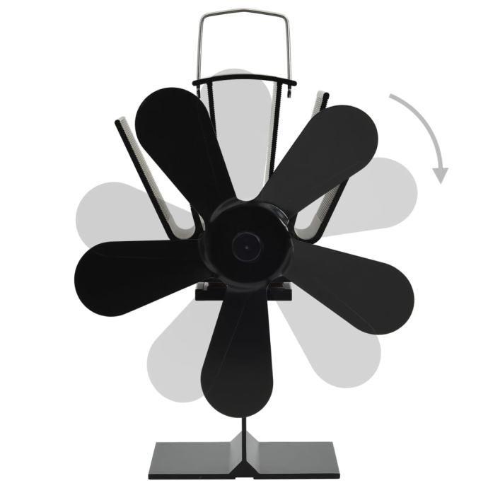 Ventilator za kamin na toploto s 5 krili črn