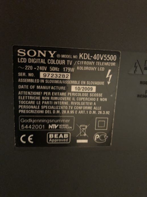 Sony Lcd Bravia Tv Sprejemnik Kdl V