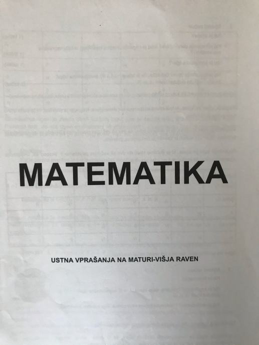 Matematika Na Maturi Vpra Anja In Odgovori Za Ustni Del