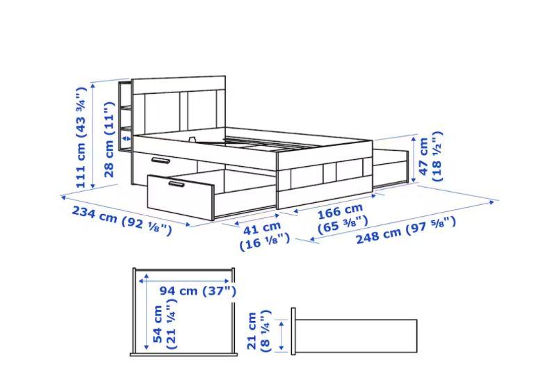 Ikea Brimnes Posteljni Okvir Predal Vzglavje Letveno Posteljno Dno