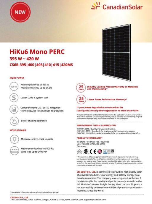 Canadian Solar Hiku Cs R Ms Wp