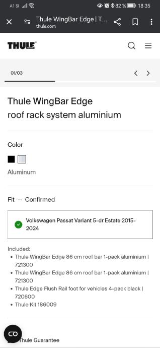 Thule Stre Ni Nosilci Wingbar Edge Komplet