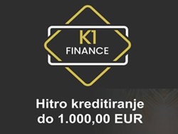 K1 FINANCE<br>Hitro kreditiranje<br>do 1.000,00 EUR.