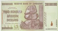 BANKOVEC 200000000 DOLLARS P81 (ZIMBABWE ZIMBABVE) 2008, UNC