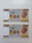 Centralna Afrika 500 frankov CFA 2002 UNC  (Črke F, U , C, T)