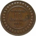 LaZooRo: Tunizija 10 Centimes 1891 XF