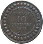 LaZooRo: Tunizija 10 Centimes 1911 VF