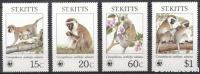 SV. KITTS 1986 WWF ŽIVALI PRIMATI OPICE ** Mi 184/186 ** serija (71)