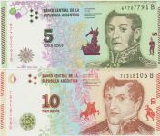 BANKOVEC 5-2015,10-2016 PESOS P358a,P360a (ARGENTINA) UNC