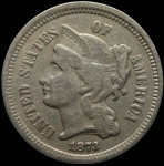 LaZooRo: Združene države Amerike 3 Cents 1873 XF / UNC
