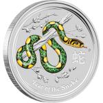 Lunar II - Snake 1oz 2013 PROOF COLOURED - YELLOW-GREEN (WMF Berlin)