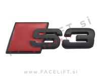 Audi S3 emblem (3D nalepka) črni (mat)