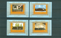 Umm al Qiwain 1972 parne lokomotive V-VIII MNH** (4 bloki)