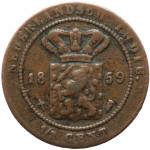 LaZooRo: Nizozemska vzhodna Indija 1/2 Cent 1859 VF