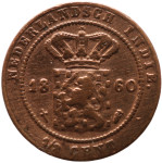 LaZooRo: Nizozemska vzhodna Indija 1/2 Cent 1860 VF