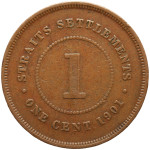 LaZooRo: Straits Settlements 1 Cent 1901 VF