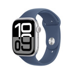 Apple Watch S10 GPS ura, 42mm, aluminij, srebrna z Denim Sport paščkom