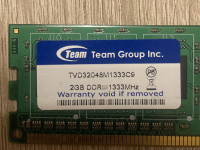 RAM TEAM 2GB DDR3 1333Mhz