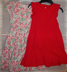 2x dekliška obleka z kratkimi rokavi C&A, H&M 122/128,6-8 let,kot novi