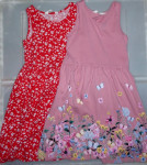 2xH&M poletna dekliška obleka rožice št. 134/140, 8-10 let