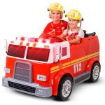 Otroški električni gasilski avto, 2 sedeža, sirena, brizga