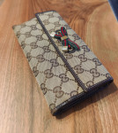 GUCCI Denarnica - Long Wallet GG Canvas Sherry Line Ribbon