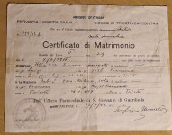 Stari dokument 1942 WW2 Certificato si Maritimo Capodistria Slovenija