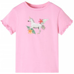 Otroška majica s kratkimi rokavi živo roza 104
