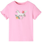 Otroška majica s kratkimi rokavi živo roza 140