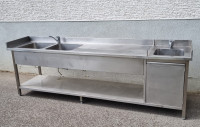 INOX miza - pult s 3 koriti