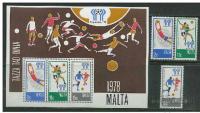 MALTA nogomet - SP 1978 znamke + blok nežigosano MNH