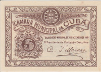 BANKOVEC 5 CENTAVOS -CAMARA MUNICIPAL DE CUBA(PORTUGALSKA) 1919.UNC