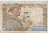 BANKOVEC 10 FRANCS P-99b.2 (FRANCIJA) 15.10.1942.VF