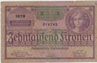 BANKOVEC 10000 KRONEN P-85 (AVSTRIJA)1924. F/VF