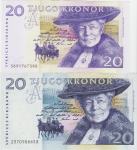 BANKOVEC 20-2003,1994 KRONOR P61b,P63b (ŠVEDSKA) XF++/aUNC