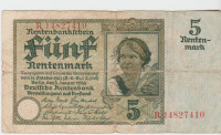 BANKOVEC 5 RENTENMARK P169-ser.F,R (NEMŠKI REICH NEMČIJA)1926.F/VF