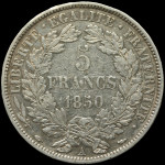 LaZooRo: Francija 5 Francs 1850 A VF / XF - srebro