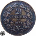 LaZooRo: Luksemburg 2 1/2 Centimes 1901 XF