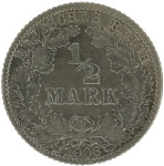 LaZooRo: Nemčija 1/2 Mark 1906 J VF / XF - srebro