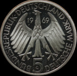 LaZooRo: Nemčija 5 Mark 1969 G PROOF Fontane redkejši - srebro