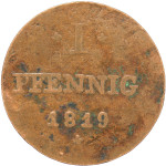 LaZooRo: Nemčija HESSE DARMSTADT 1 Pfennig 1819 F GH-KM