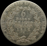 LaZooRo: Nemčija PRUSKA 1/6 Thaler 1812 A F / VF - srebro