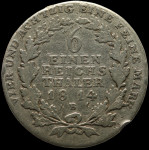 LaZooRo: Nemčija PRUSKA 1/6 Thaler 1814 B F / VF - srebro