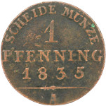 LaZooRo: Nemčija PRUSKA 1 Pfennig 1835 A VF