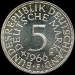 LaZooRo: Nemčija 5 Mark 1966 F PROOF b - Srebro