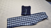 Fantovska pižama Next za 6 let, št 122 cm, karo hlace, modra majčka