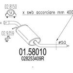 Izpuh Volkswagen Transporter 90-03, 2.4 D, srednji lonec