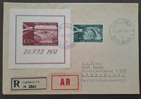 Jugoslavija 1952 – priporočeno pismo poslano v Avstrijo, blok ZEFIZ